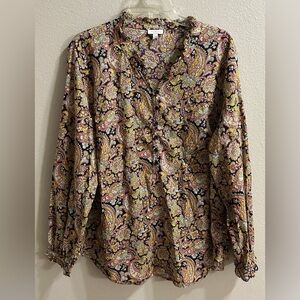 Talbots Blouse Top Size 2X Paisley Peasant Style Boho Lightweight Cotton Career